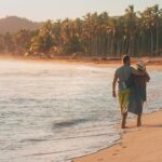Dominican Republic beach with clear turquoise water and palm trees